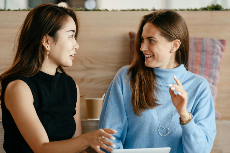 Two women having discussion