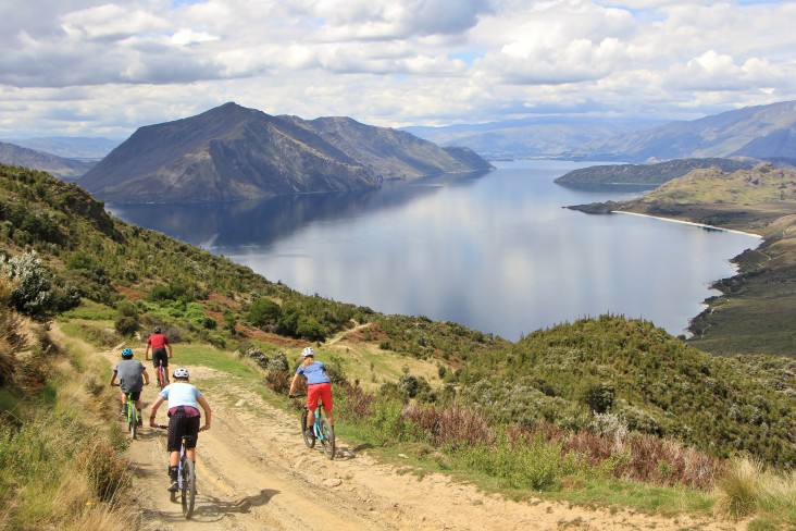 Wanaka Scenery with Mountain Bikers