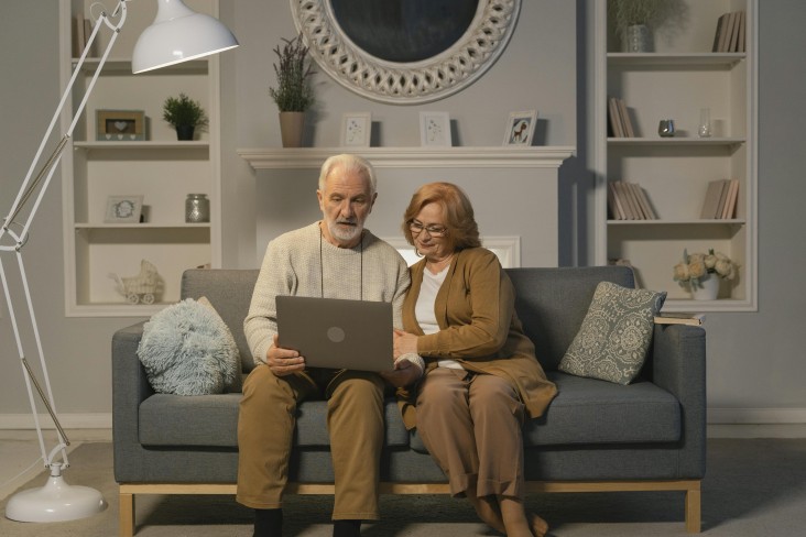 Older couple discussing